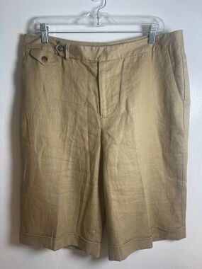 Ralph Lauren Women’s Tan Linen-Blend Shorts
Size: 14